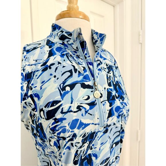 Tzu Tzu Womens Blue Abstract Splatter Print Shiloh Golf Dress Size Medium - Picture 3 of 8